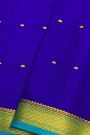 Mysore Crepe Royal Blue Saree With Florals In Diamonds Zari Border