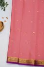 Mysore Crepe Baby Pink Saree With Florals And Buttis Body