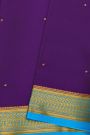 Mysore Crepe Violet Saree With Florals And Paisley Border