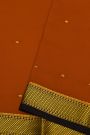 Mysore Crepe Rust Orange Saree With Florals And Buttis In Zari Border