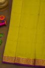 Mysore Crepe Lime Green Saree With Paisley And Florals Border