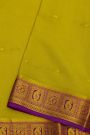 Mysore Crepe Lime Green Saree With Paisley And Florals Border