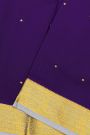 Mysore Crepe Purple Saree With Floral Leaves And Paisley Border