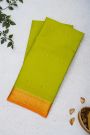 Mysore Crepe Lime Green Saree With Florals And Buttis Border