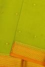Mysore Crepe Lime Green Saree With Florals And Buttis Border