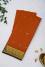 Mysore Crepe Rust Orange Saree With Florals And Paisley Box Border