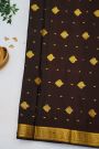 Mysore Crepe Rust Orange Saree With Florals And Paisley Box Border