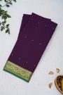 Mysore Crepe Dark Purple Saree With Florals And Leaves Jaal Border