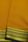 Mysore Crepe Mustard Yellow Saree With Zari Lines In Zari Work Border