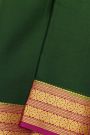 Mysore Crepe Bottle Green Saree With Florals And Buttis Border