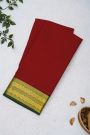 Mysore Crepe Red Saree With Floral And Buttis Border