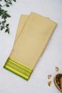 Mysore Crepe Cream Saree With Zig-Zig Lines In Buttis Border