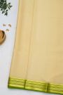 Mysore Crepe Cream Saree With Zig-Zig Lines In Buttis Border