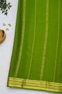 Mysore Crepe Cream Saree With Zig-Zig Lines In Buttis Border