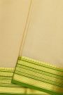 Mysore Crepe Cream Saree With Zig-Zig Lines In Buttis Border