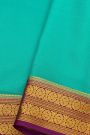 Mysore Crepe Sky Blue Saree With Florals In Zari Border