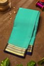 Mysore Crepe Sky Blue Saree With Florals And Zari Lines Border