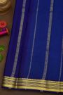 Mysore Crepe Sky Blue Saree With Florals And Zari Lines Border