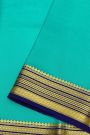 Mysore Crepe Sky Blue Saree With Florals And Zari Lines Border