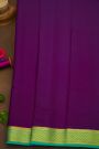 Mysore Crepe Purple Saree With Florals And Leaves Border