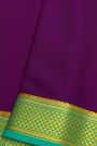 Mysore Crepe Purple Saree With Florals And Leaves Border
