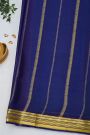 Mysore Crepe Sea Blue Saree With Zig-Zig Lines In Buttis Border