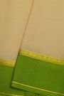 Mysore Crepe Cream Saree With Plain Border