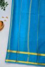 Mysore Crepe Royal Blue Saree With Gap Border