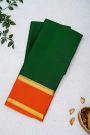 Mysore Crepe Bottle Green Saree With Gap Border