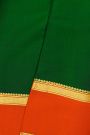 Mysore Crepe Bottle Green Saree With Gap Border