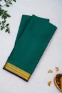 Mysore Crepe Teal Green Saree With Floral And Butti Border