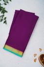 Mysore Crepe Purple Saree With Floral And Butti Border
