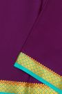 Mysore Crepe Purple Saree With Floral And Butti Border