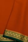 Mysore Crepe Rust Orange Silk Saree with Gold Zari Floral Border