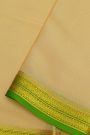 Mysore Crepe Cream Saree With Florals Border