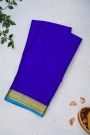 Mysore Crepe Royal Blue Saree With Floral And Leaf Border
