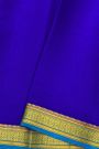 Mysore Crepe Royal Blue Saree With Floral And Leaf Border
