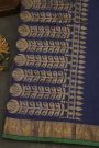 Fusion Silk Navy Blue Saree With Florals And Leaves In Thread Work Body