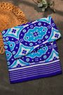 Pochampalli Ikat Silk Multi Colour Saree With Geometric Motifs And Striped Border