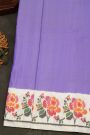 Pochampally Ikat Silk Purple Saree With Floral And Leaf Jaal Border