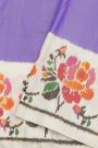 Pochampally Ikat Silk Purple Saree With Floral And Leaf Jaal Border
