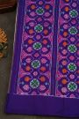 Pochampally Ikat Silk Purple Saree With Floral And Diamond Checks Body