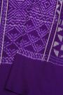 Pochampally Ikat Silk Purple Saree With Floral And Diamond Checks Body