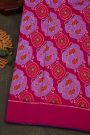 Pochampally Ikat Silk Magenta Saree With Floral And Fish Circles Body