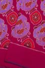 Pochampally Ikat Silk Magenta Saree With Floral And Fish Circles Body