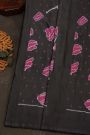Pochampally Ikat Silk Black Saree With Floral And Leaf Ikat Design Body