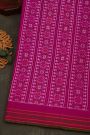 Pochampally Ikat Silk Black Saree With Floral And Leaf Lines Border
