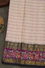 Fusion Silk Off White Saree With Pochampally Weave Body