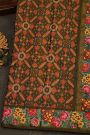 Fusion Ikat Silk Black Saree With Florals And Leaves Jaal With Thread Work Border