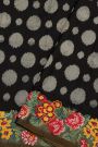 Fusion Ikat Silk Black Saree With Florals And Leaves Jaal With Thread Work Border